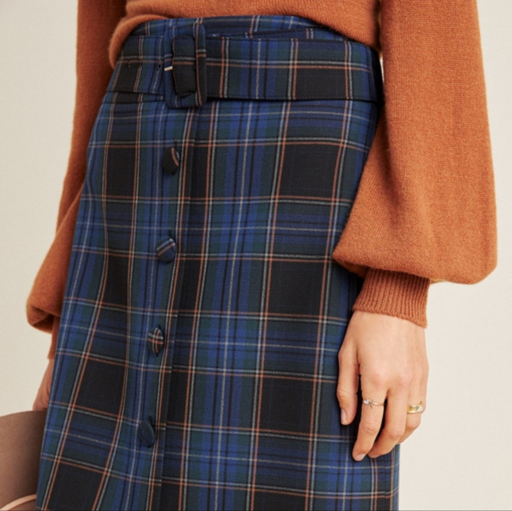 Anthropologie Maeve Barnadette belted midi skirt - Picture 2 of 7